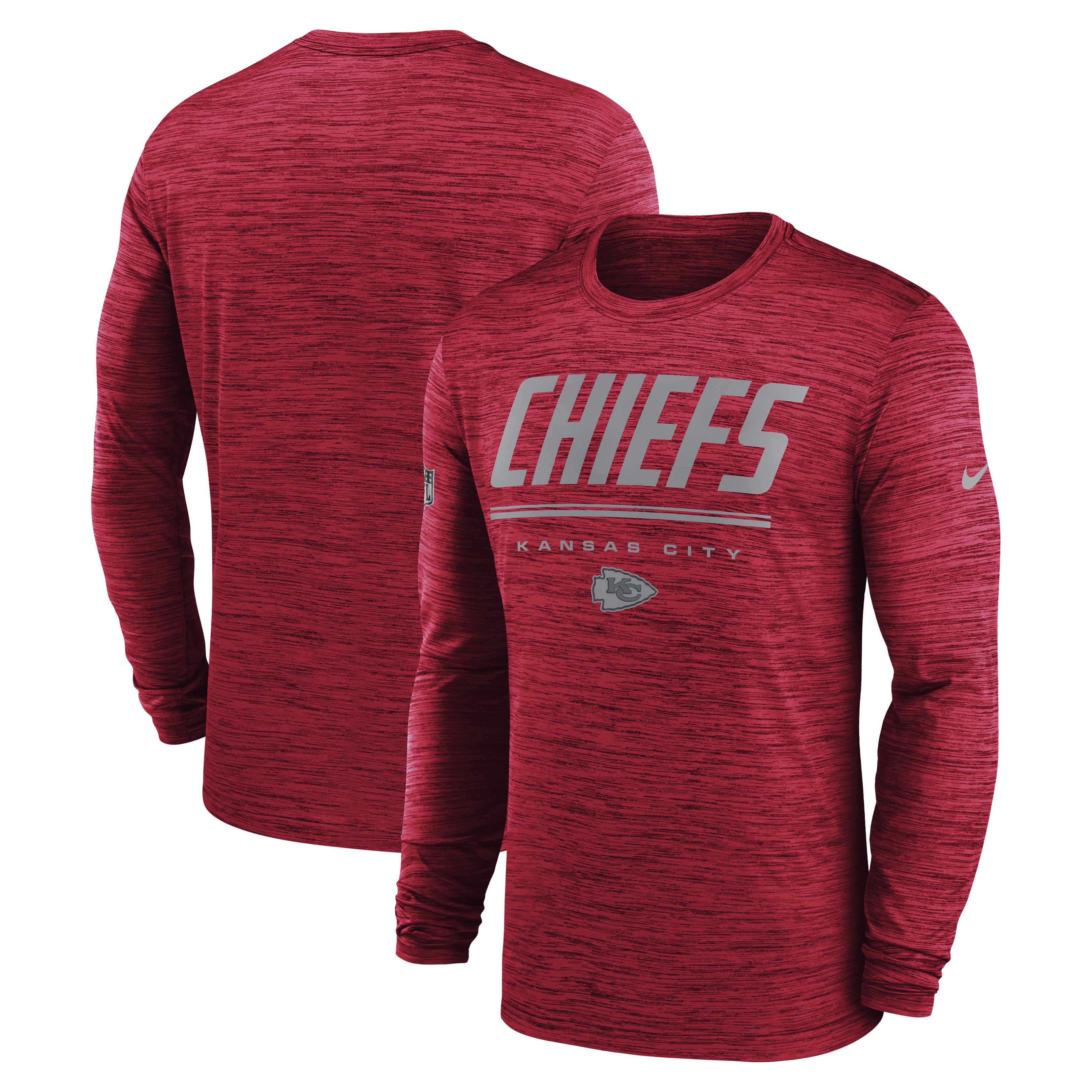 Men's Nike Red Kansas City Chiefs Sideline Offensive Transition Velocity Dri-FIT Long Sleeve T-Shirt