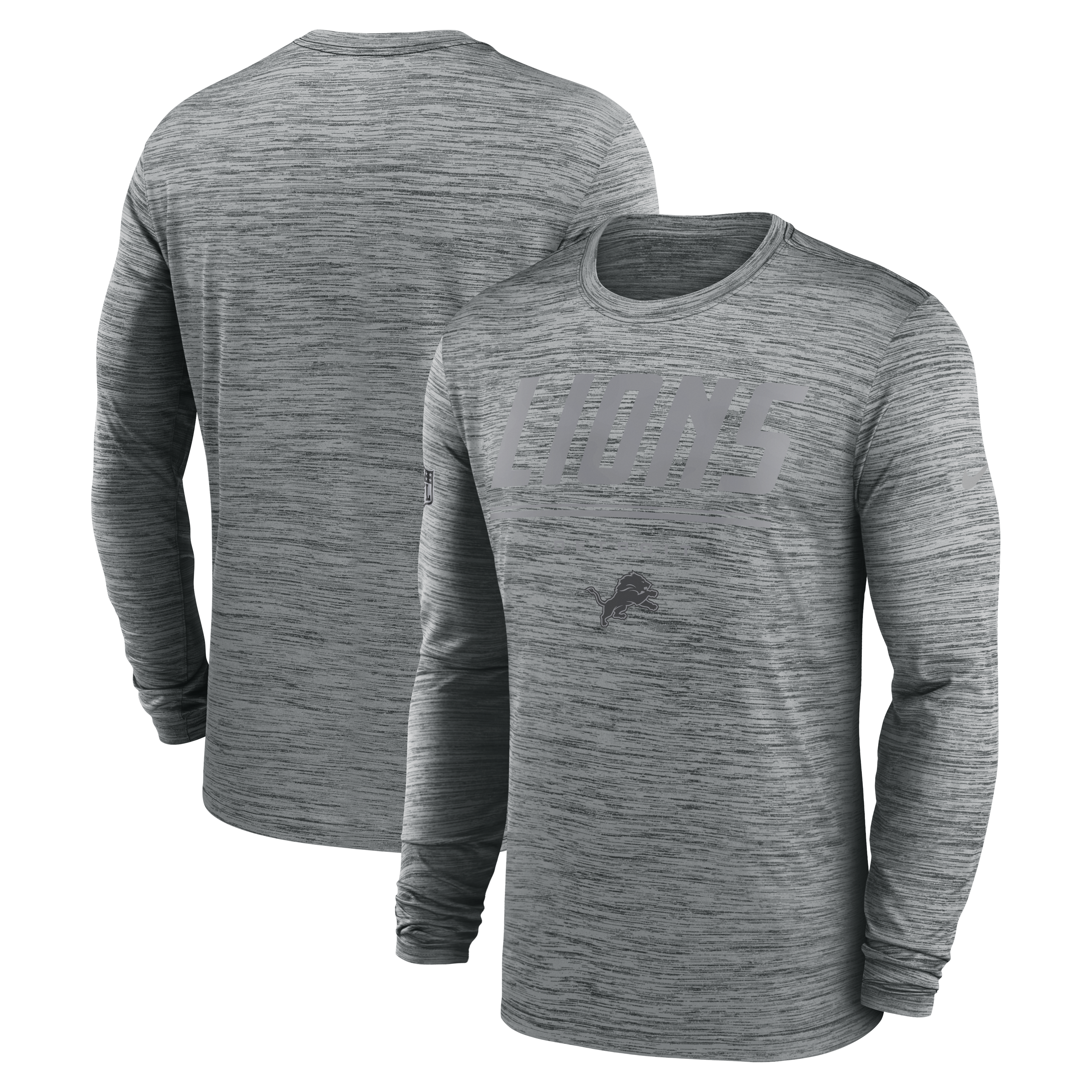 Men's Nike Gray Detroit Lions Sideline Offensive Transition Velocity Dri-FIT Long Sleeve T-Shirt