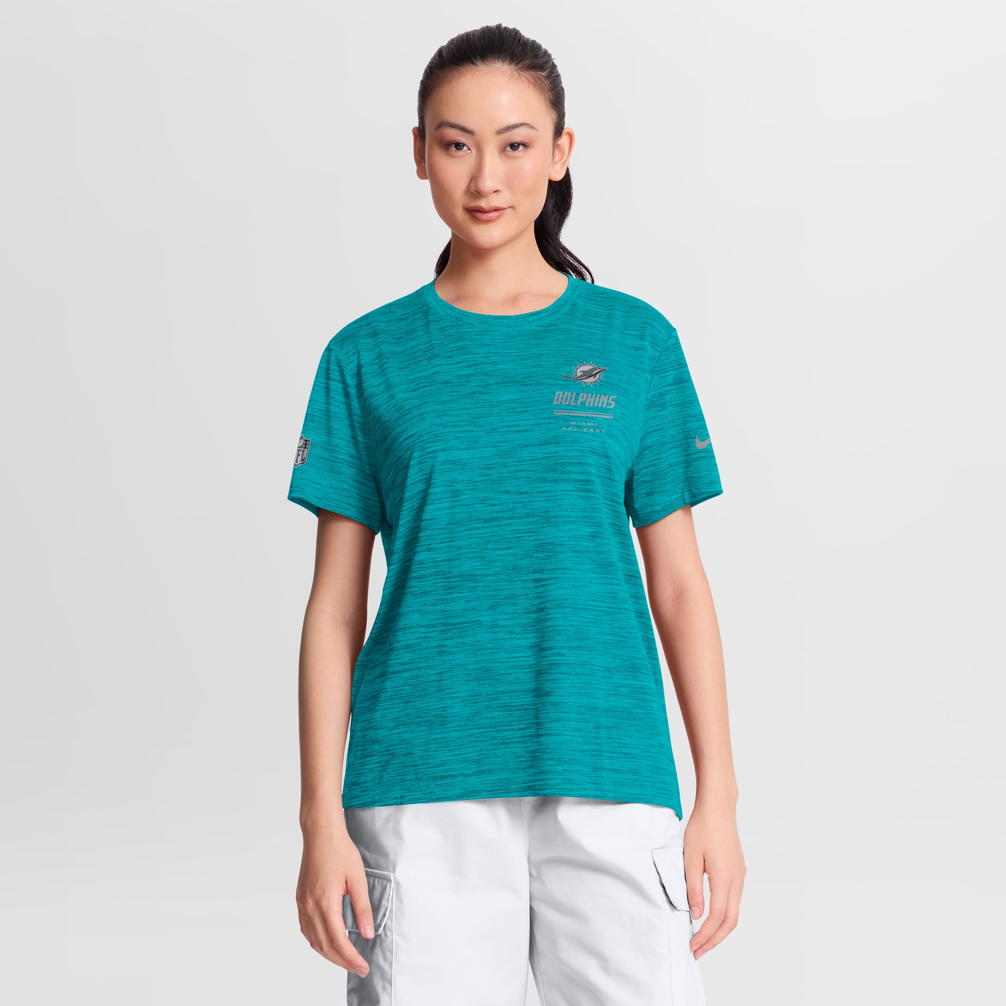 Women’s Nike Aqua Miami Dolphins Sideline Velocity Dri-FIT T-Shirt Women’s Nike Aqua Miami Dolphins Sideline Velocity Dri-FIT T-Shirt