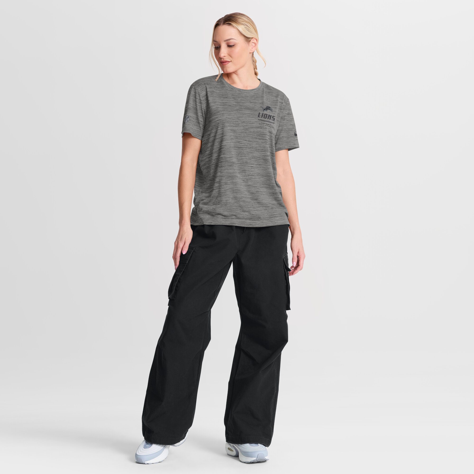 Women's Nike Gray Detroit Lions Sideline Velocity Dri-FIT T-Shirt