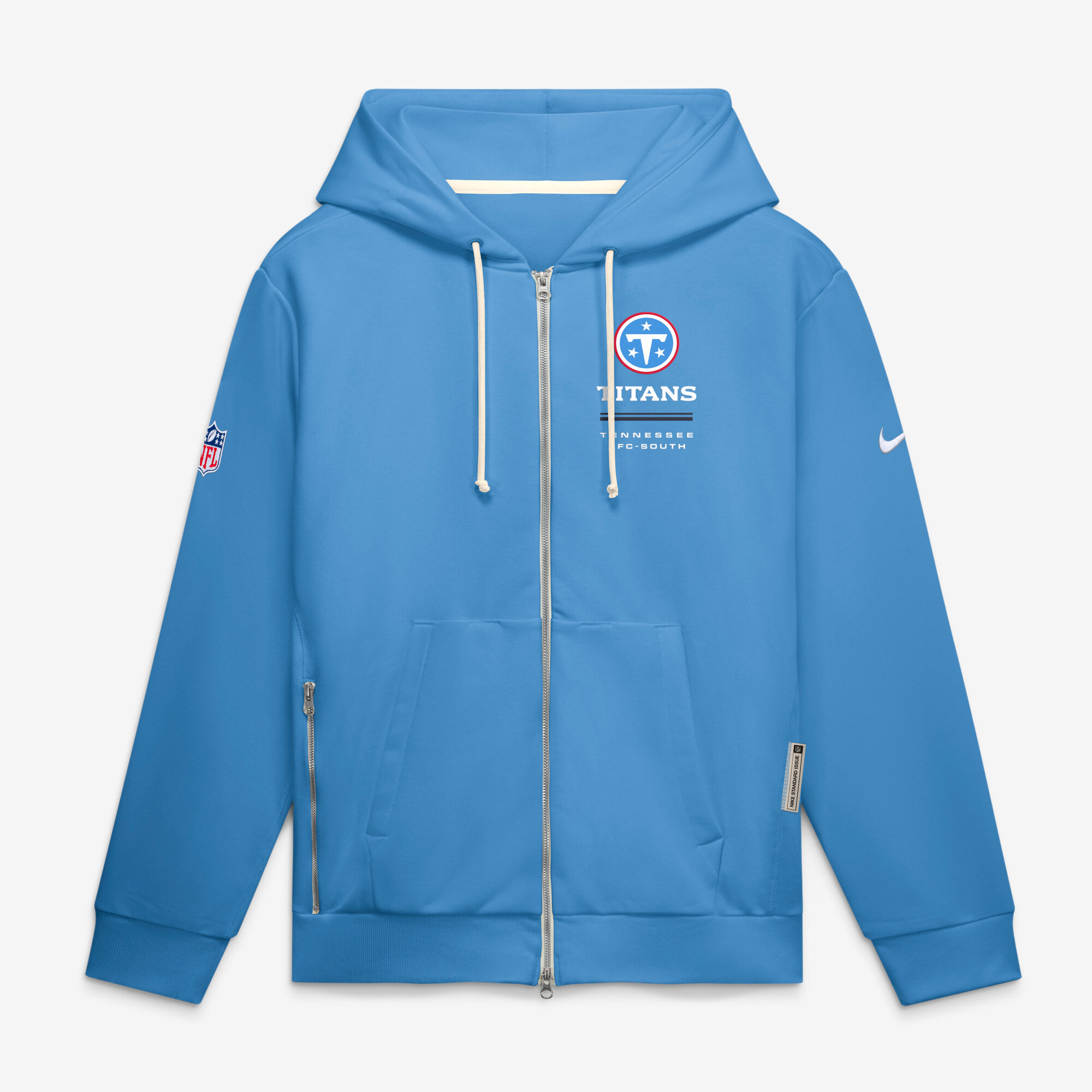 Men's Nike Light Blue Tennessee Titans Sideline Standard Issue Quarterback Scramble Dri-FIT Full-Zip Hoodie