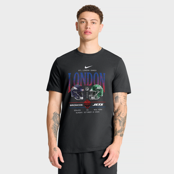 Men's Nike Black Denver Broncos vs. New York Jets International Games London 2025 T-Shirt