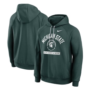 Men's Nike  Green Michigan State Spartans Courtside Practice Dri-FIT Raglan Fleece Hoodie