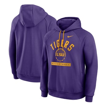 Men's Nike  Purple LSU Tigers Courtside Practice Dri-FIT Raglan Fleece Hoodie