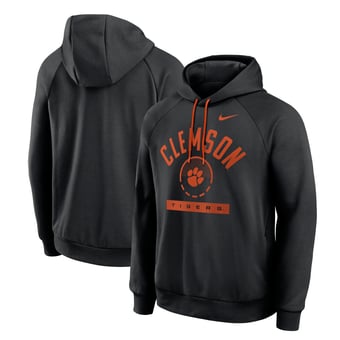 Men's Nike  Black Clemson Tigers Courtside Practice Dri-FIT Raglan Fleece Hoodie