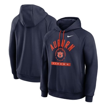 Men's Nike  Navy Auburn Tigers Courtside Practice Dri-FIT Raglan Fleece Hoodie