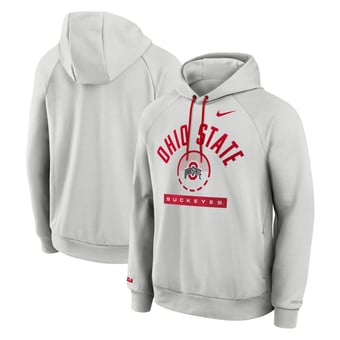 Men's Nike  Gray Ohio State Buckeyes Courtside Practice Dri-FIT Raglan Fleece Hoodie