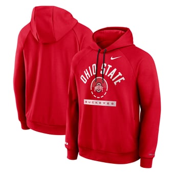 Men's Nike  Scarlet Ohio State Buckeyes Courtside Practice Dri-FIT Raglan Fleece Hoodie