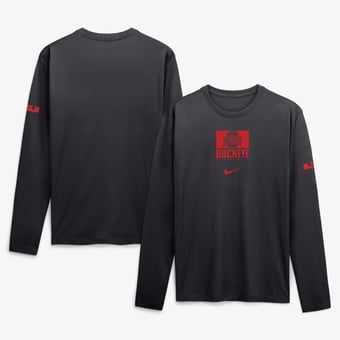 Men's Nike LeBron James Black Ohio State Buckeyes Courtside Legend Dri-FIT Long Sleeve T-Shirt