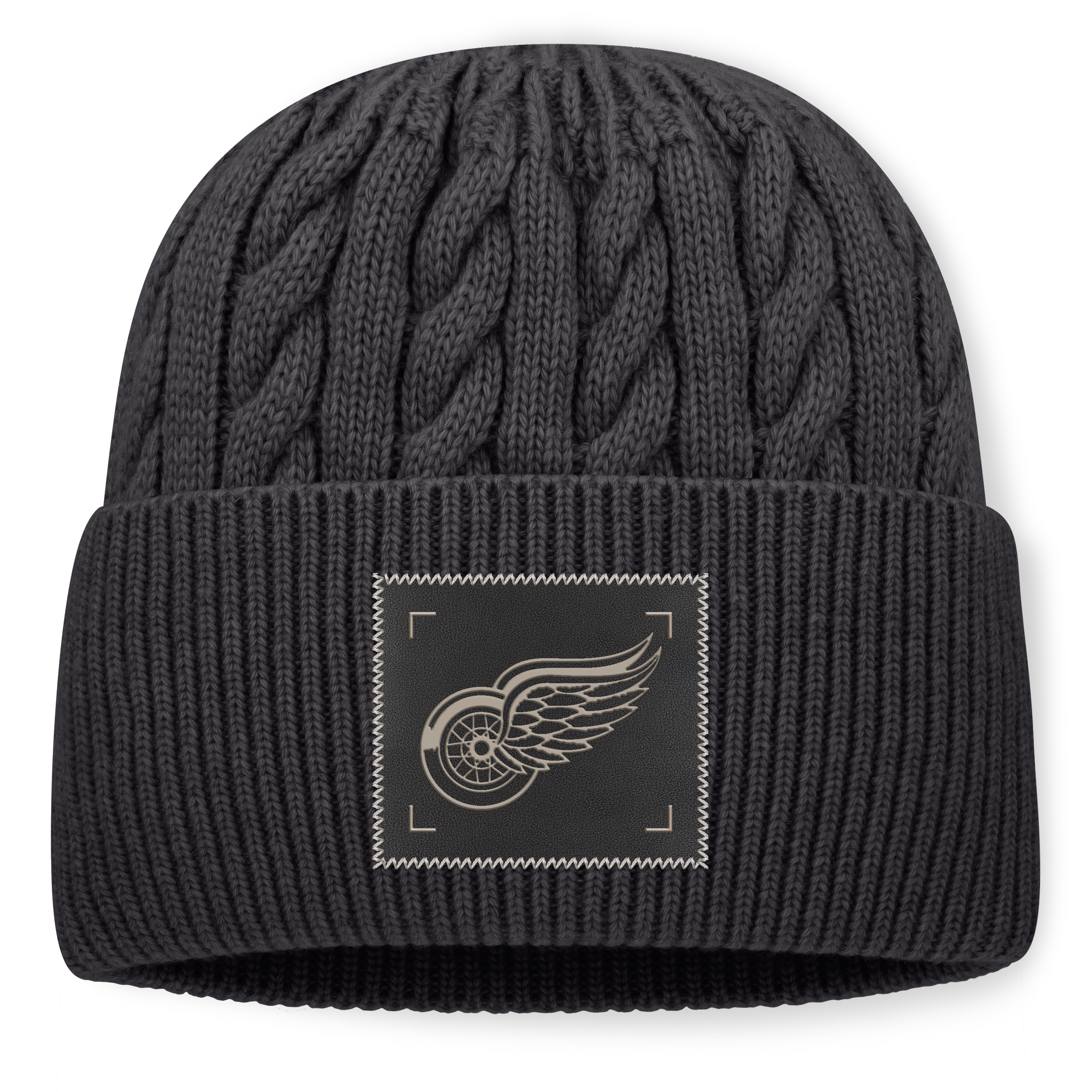 Men's Fanatics Charcoal Detroit Red Wings Road Phantom Oversized Cuffed Knit Hat