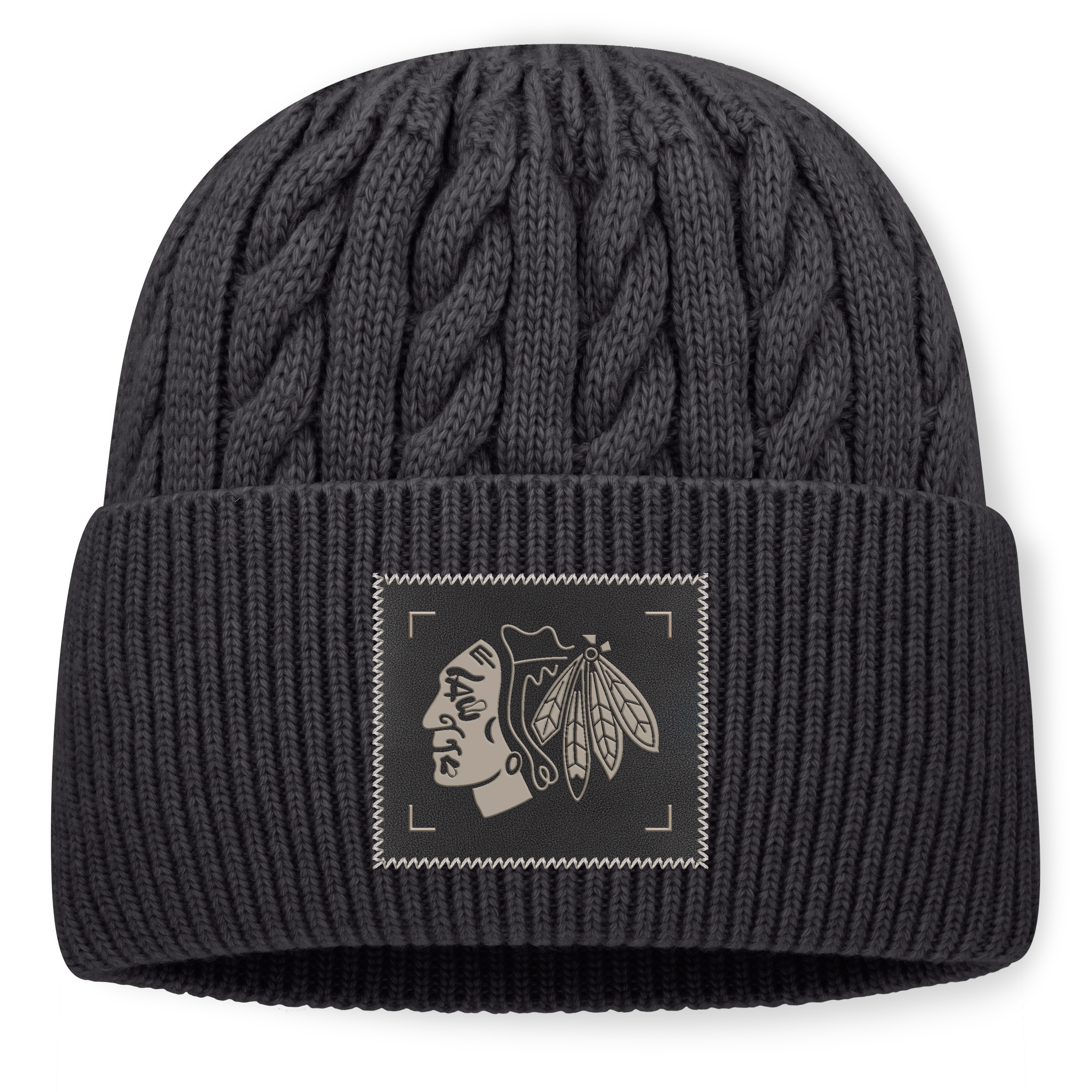 Men's Fanatics Charcoal Chicago Blackhawks Road Phantom Oversized Cuffed Knit Hat