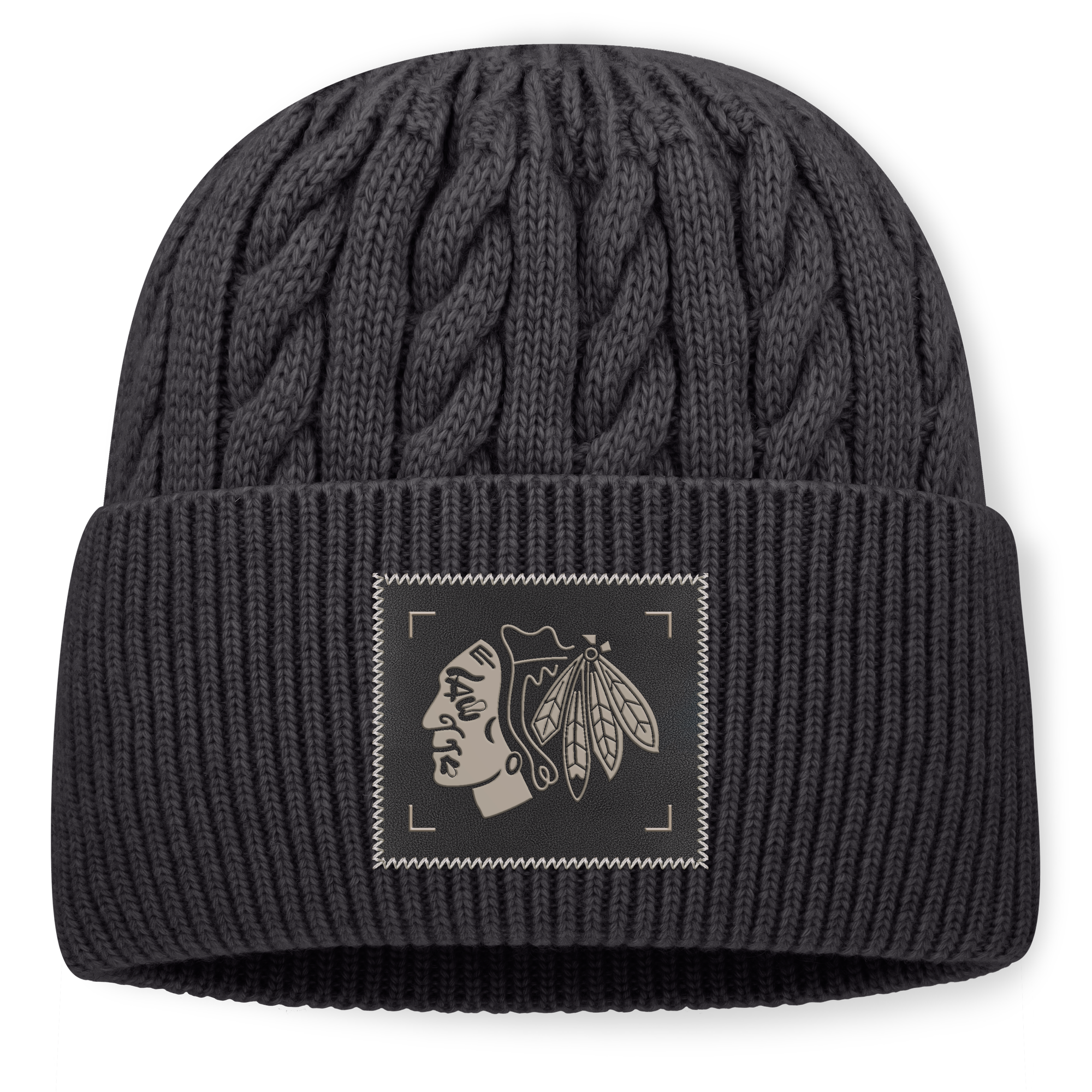 Men's Fanatics Charcoal Chicago Blackhawks Road Phantom Oversized Cuffed Knit Hat
