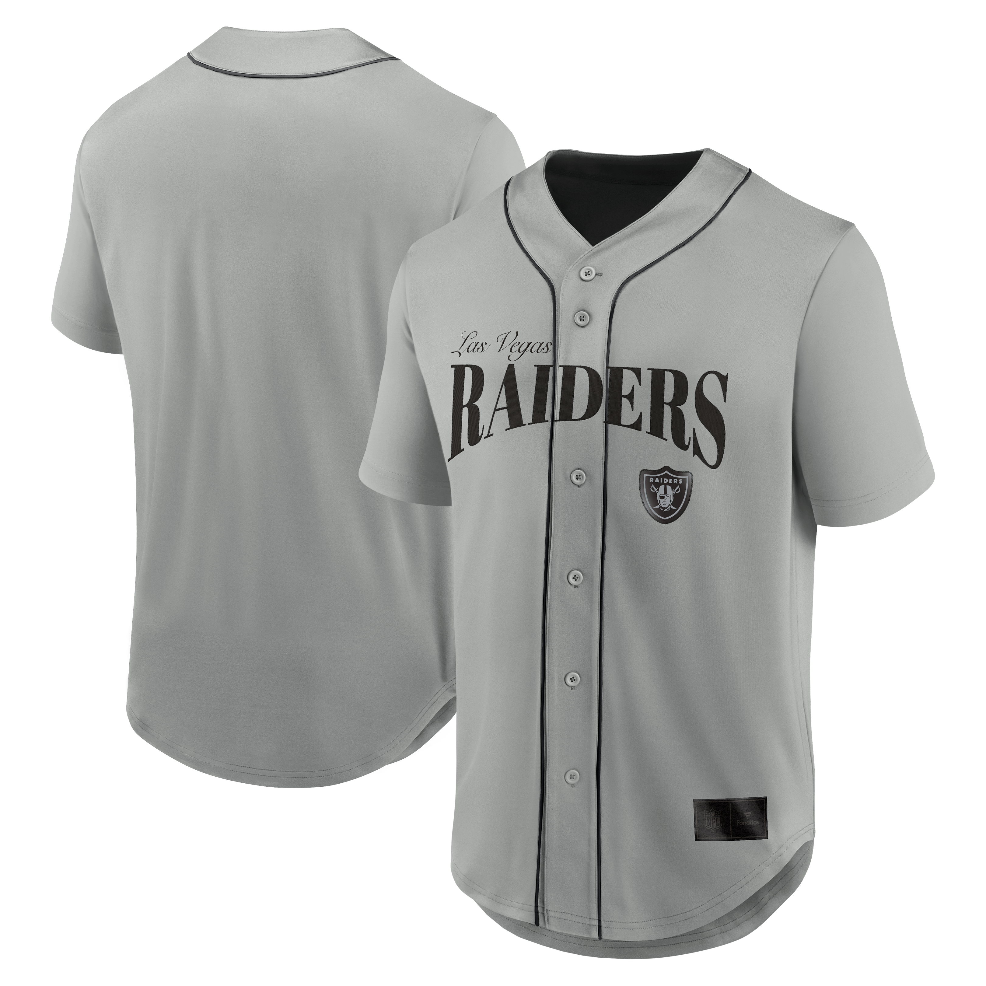 Men's Fanatics Gray Las Vegas Raiders After Hours Button-Up Baseball Top