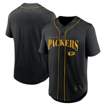Men's Fanatics Black Green Bay Packers After Hours Button-Up Baseball Top