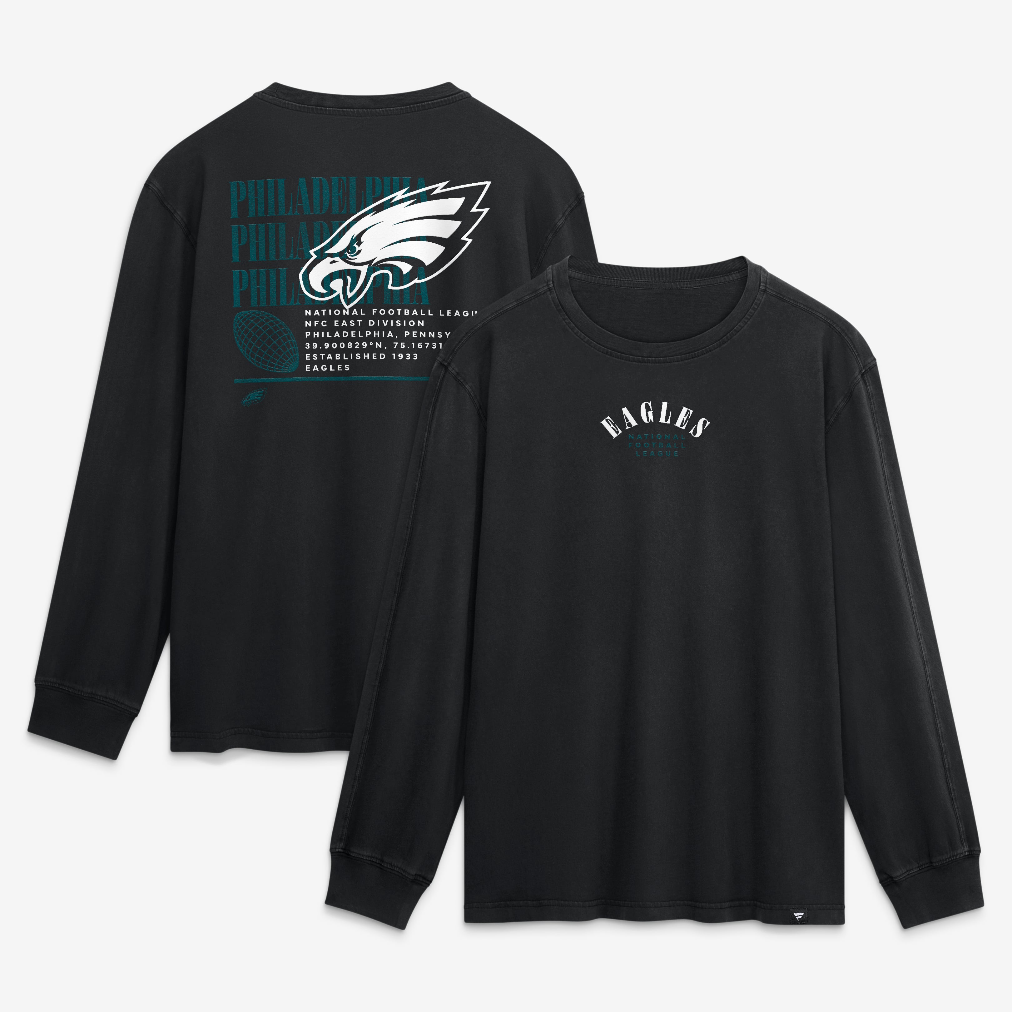 Men's Fanatics Black Philadelphia Eagles Fullback Drive Relaxed Fit Long Sleeve T-Shirt