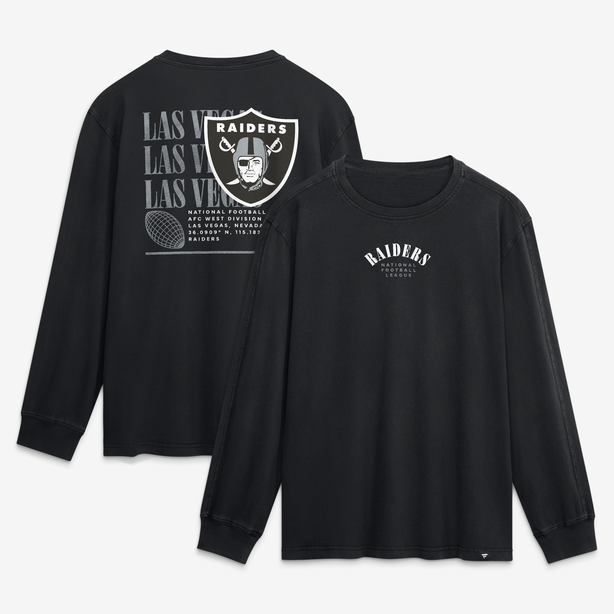 Men's Fanatics Black Las Vegas Raiders Relaxed Fullback Drive Long Sleeve Fashion Top