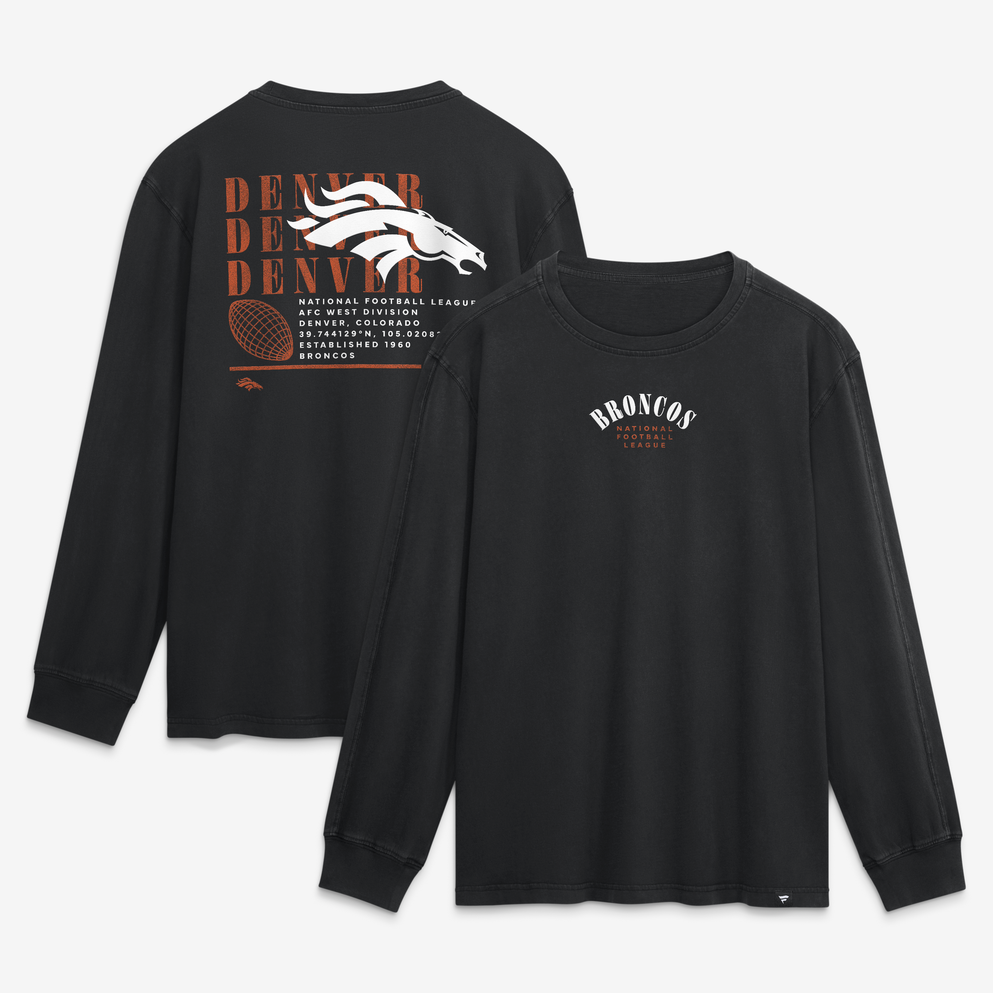 Men's Fanatics Black Denver Broncos Relaxed Fullback Drive Long Sleeve Fashion Top