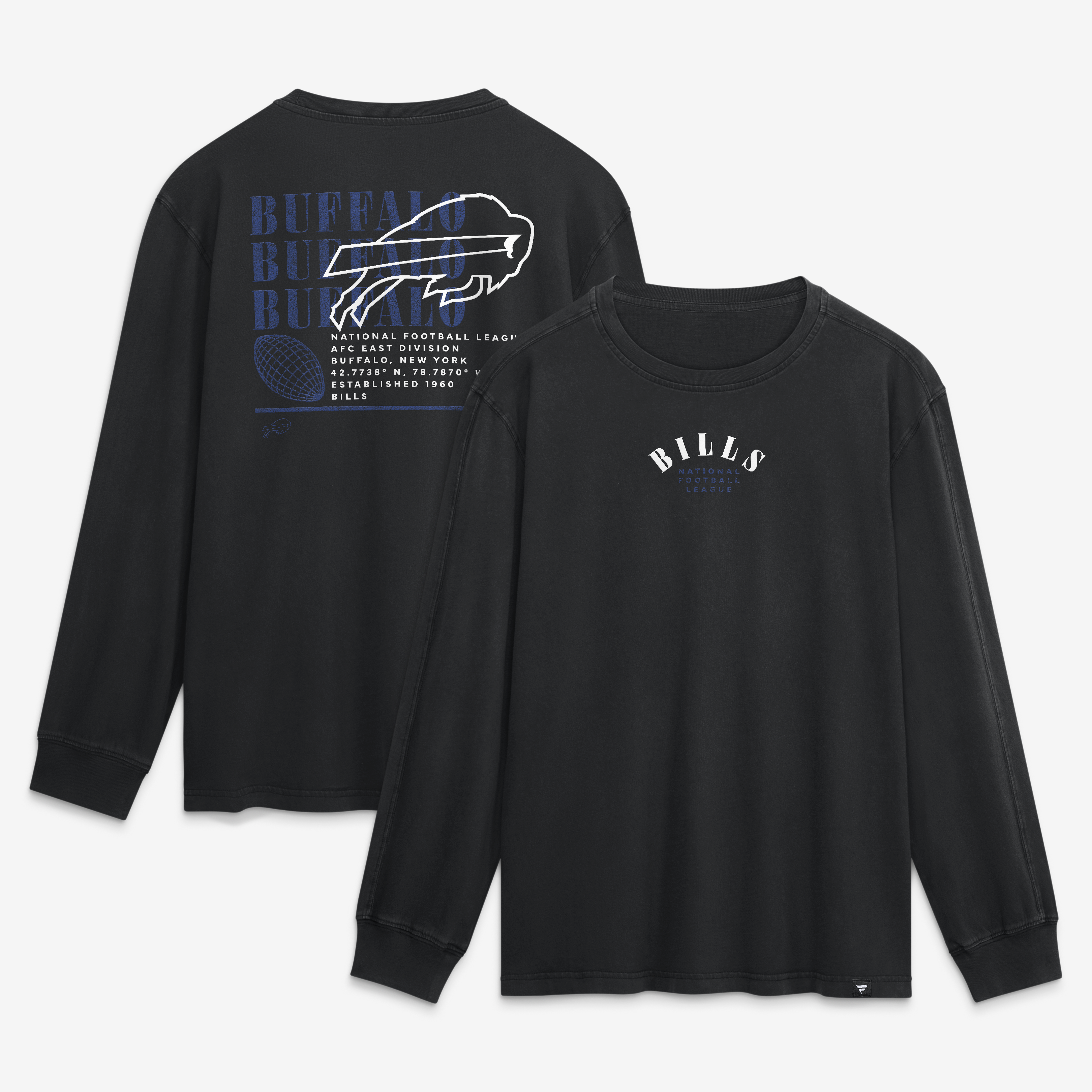 Men's Fanatics Black Buffalo Bills Relaxed Fullback Drive Long Sleeve Fashion Top
