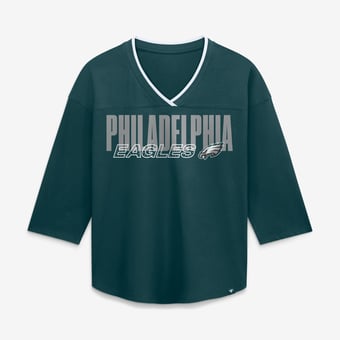 Women's Fanatics  Green Philadelphia Eagles Team First Deceptive Juke 3/4-Sleeve V-Neck T-Shirt