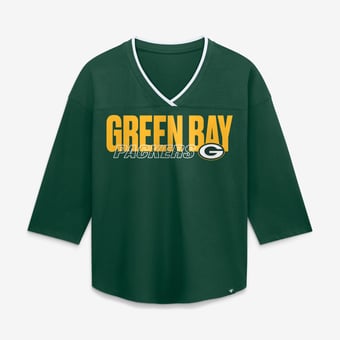 Women's Fanatics  Green Green Bay Packers Team First Deceptive Juke 3/4-Sleeve V-Neck T-Shirt
