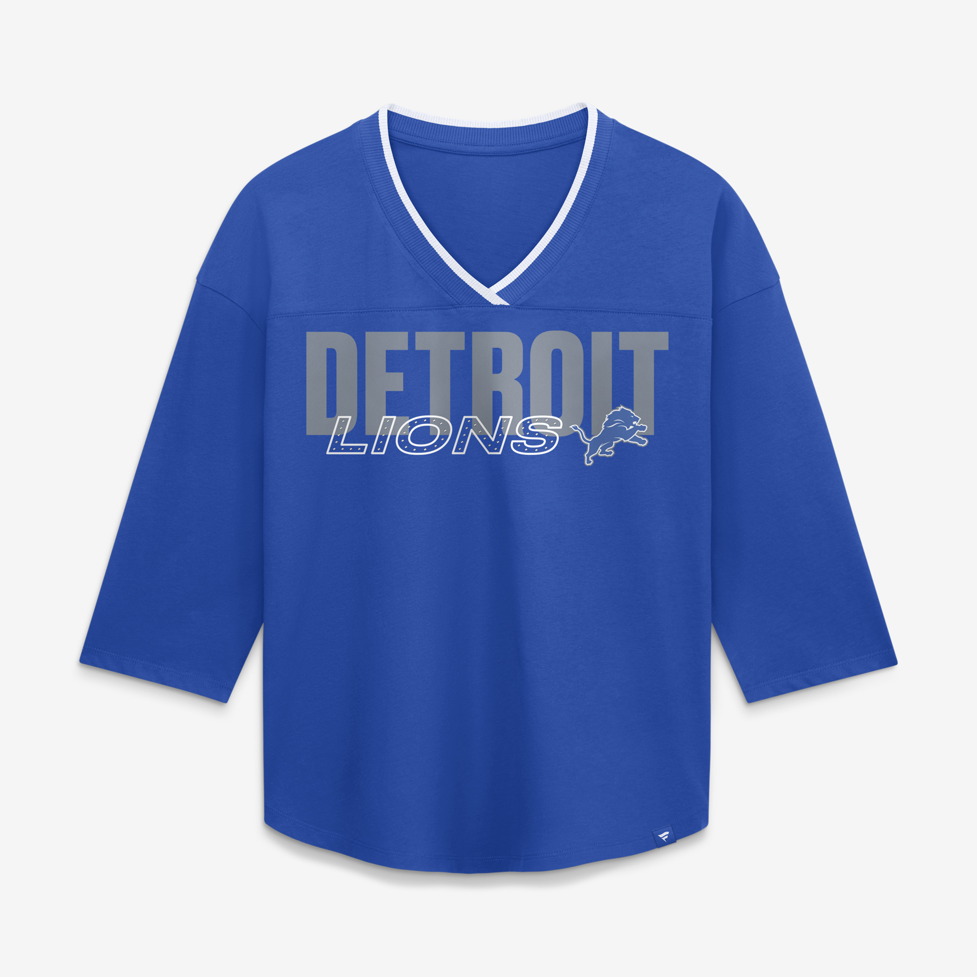Women's Fanatics  Blue Detroit Lions Team First Deceptive Juke 3/4-Sleeve V-Neck T-Shirt