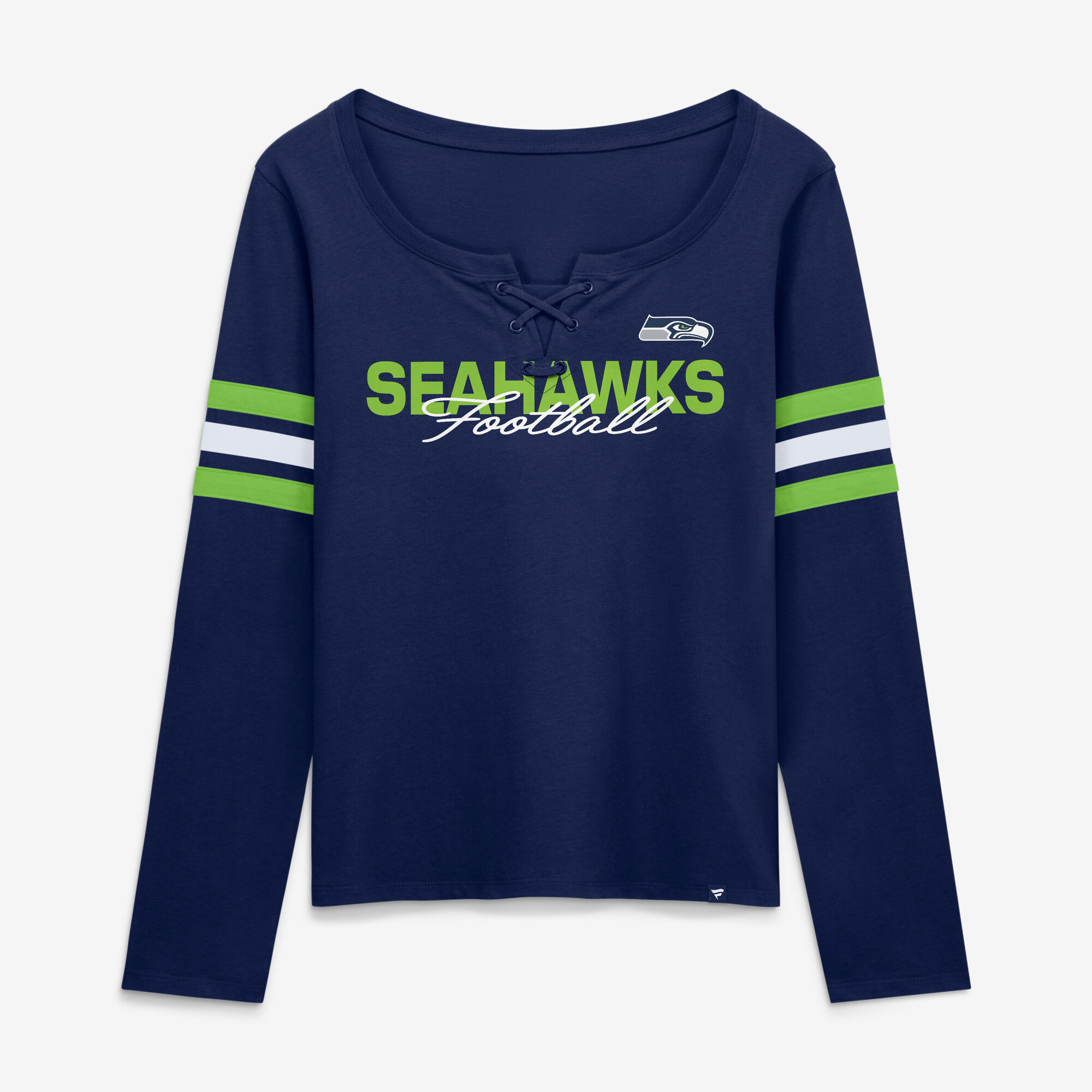 Women's Fanatics  College Navy Seattle Seahawks Team First Coverage Scheme Lace-Up Long Sleeve T-Shirt