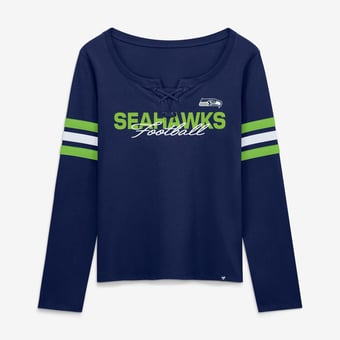 Women's Fanatics  College Navy Seattle Seahawks Team First Coverage Scheme Lace-Up Long Sleeve T-Shirt