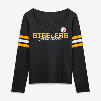Women's Fanatics  Black Pittsburgh Steelers Team First Coverage Scheme Lace-Up Long Sleeve T-Shirt