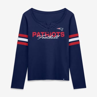 Women's Fanatics  Navy New England Patriots Team First Coverage Scheme Lace-Up Long Sleeve T-Shirt