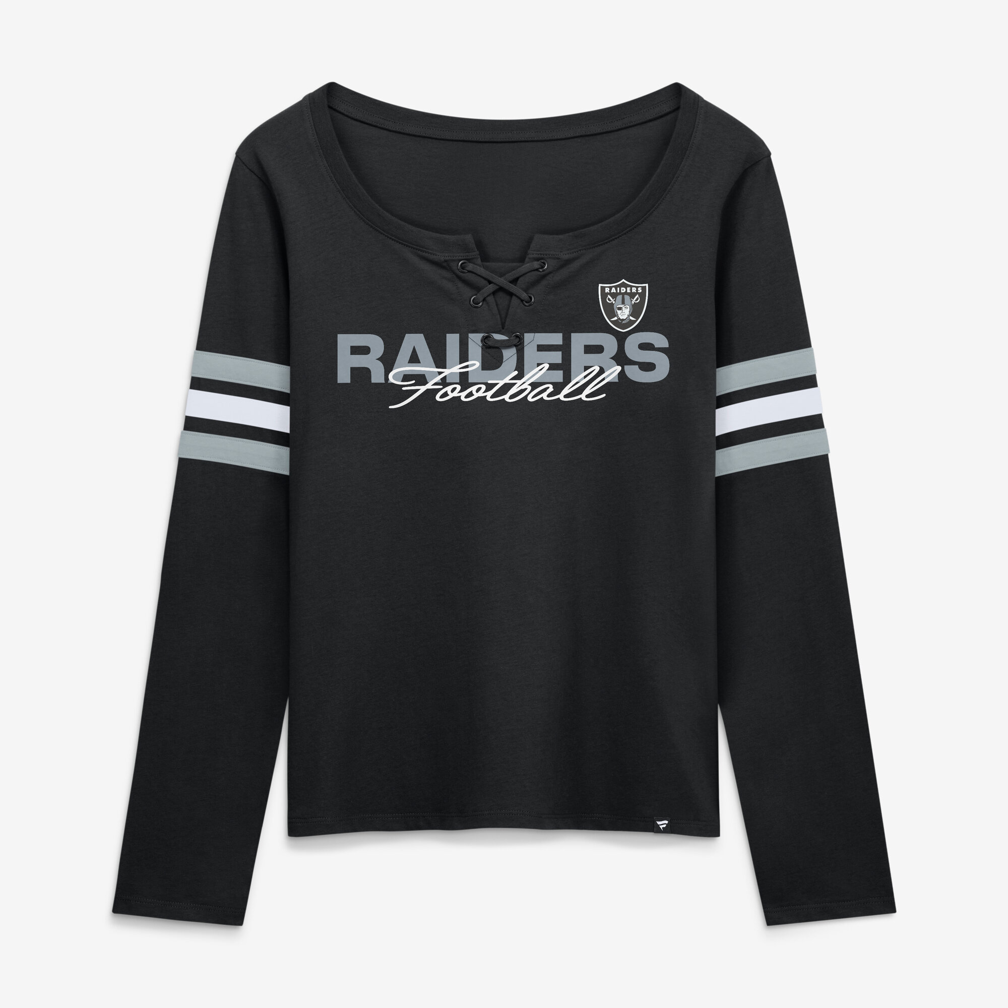 Women's Fanatics  Black Las Vegas Raiders Team First Coverage Scheme Lace-Up Long Sleeve T-Shirt