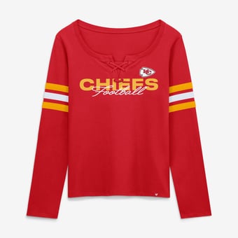 Women's Fanatics  Red Kansas City Chiefs Team First Coverage Scheme Lace-Up Long Sleeve T-Shirt