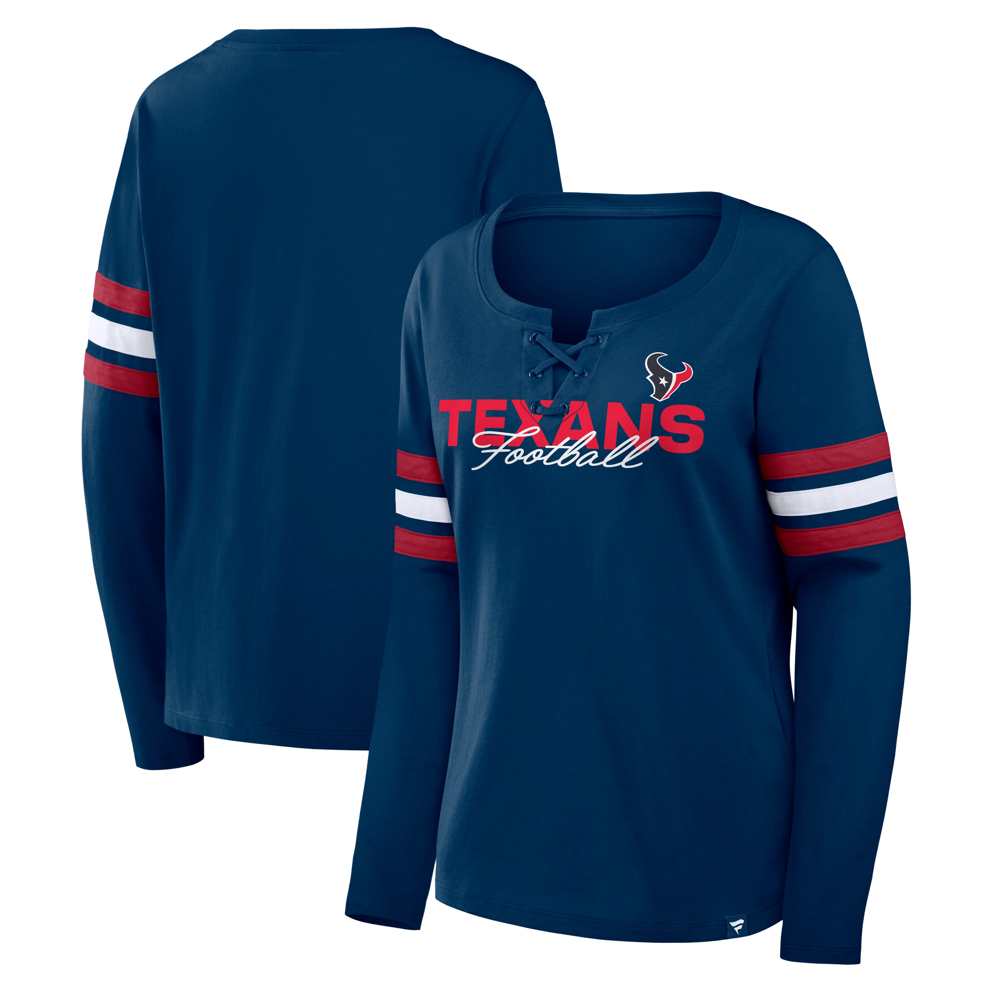 Women’s Fanatics Navy Houston Texans Team First Coverage Scheme Lace-Up Long Sleeve T-Shirt Women’s Fanatics Navy Houston Texans Team First Coverage Scheme Lace-Up Long Sleeve T-Shirt