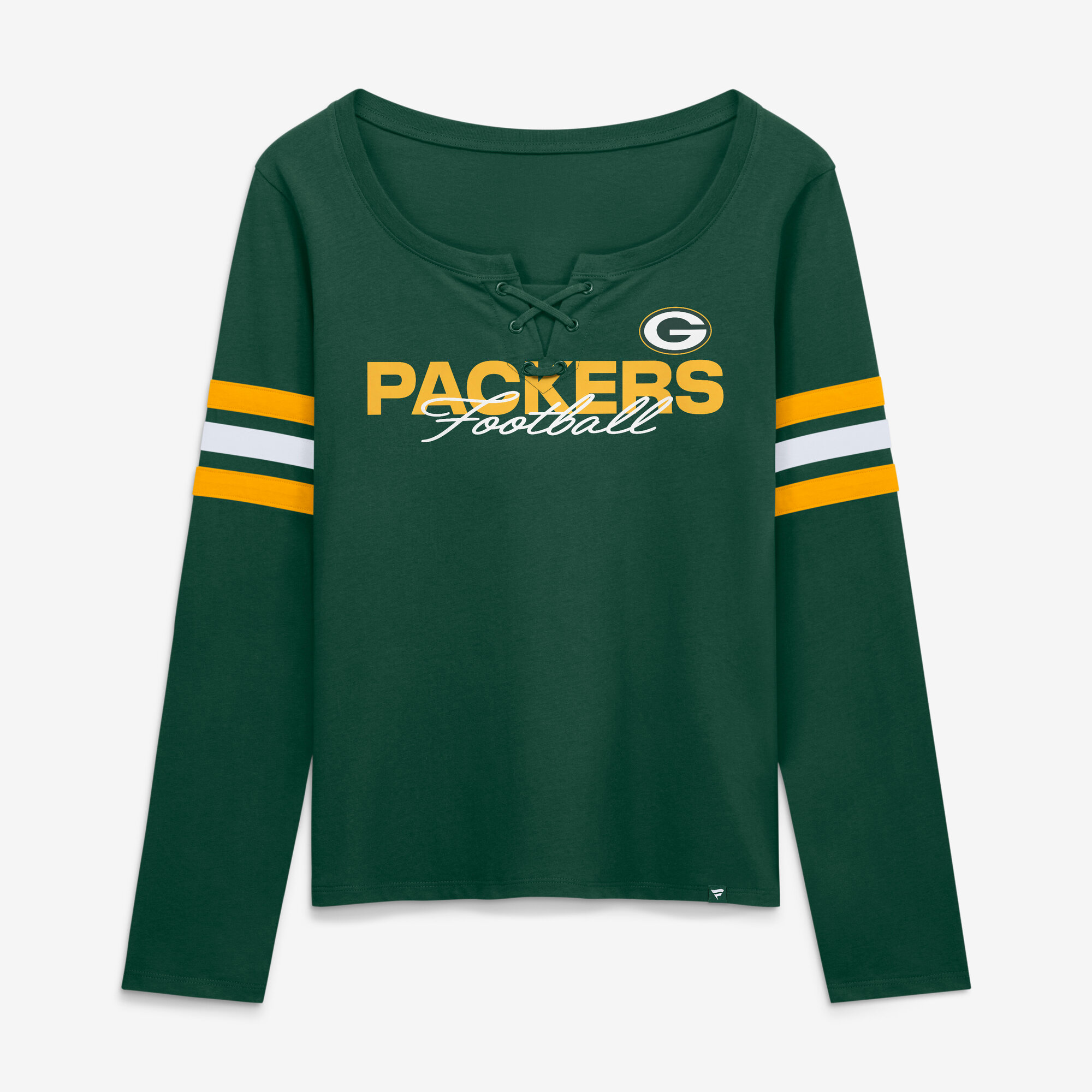 Women’s Fanatics Green Green Bay Packers Team First Coverage Scheme Lace-Up Long Sleeve T-Shirt Women’s Fanatics Green Green Bay Packers Team First Coverage Scheme Lace-Up Long Sleeve T-Shirt