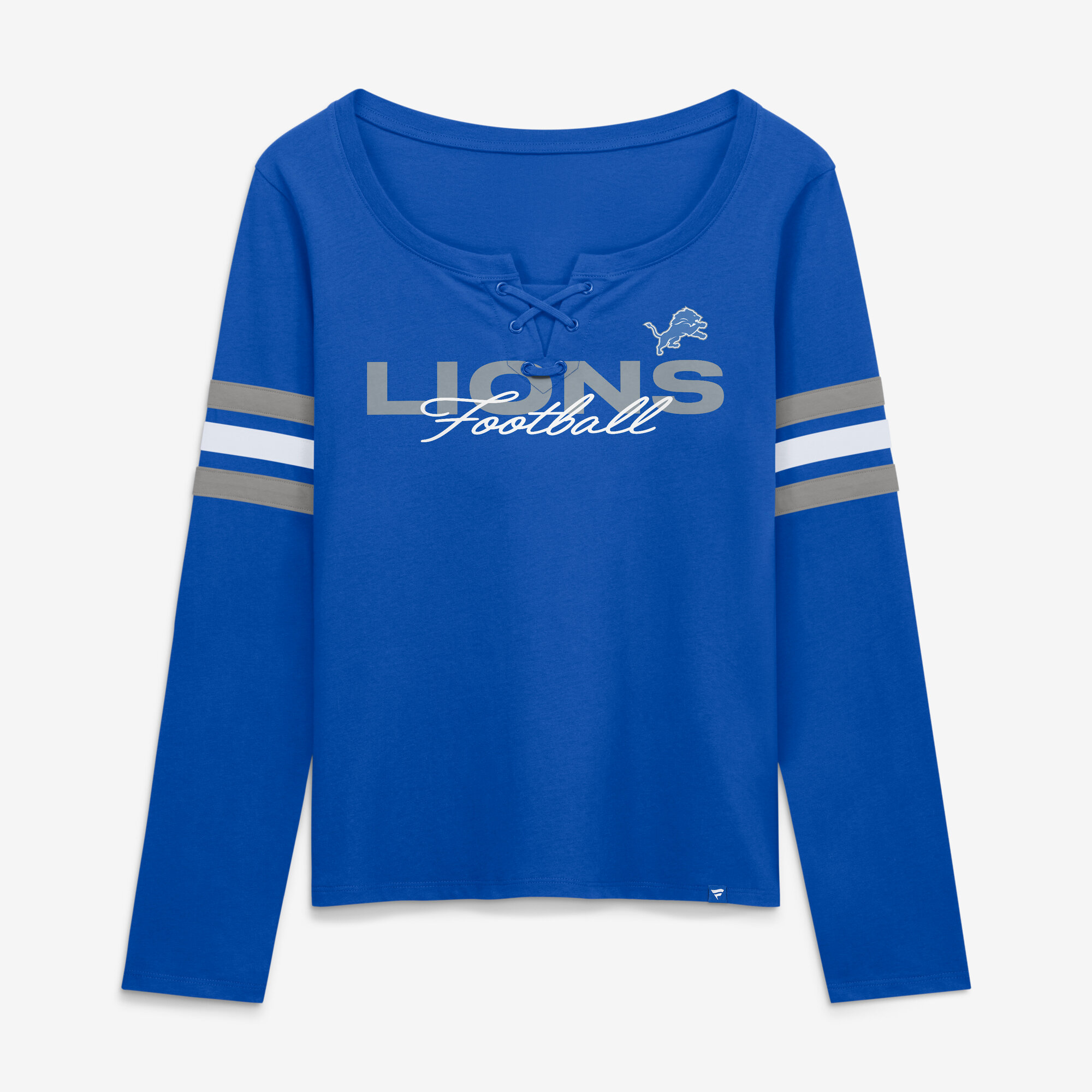 Women's Fanatics  Blue Detroit Lions Team First Coverage Scheme Lace-Up Long Sleeve T-Shirt