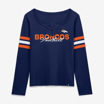 Women's Fanatics  Navy Denver Broncos Team First Coverage Scheme Lace-Up Long Sleeve T-Shirt