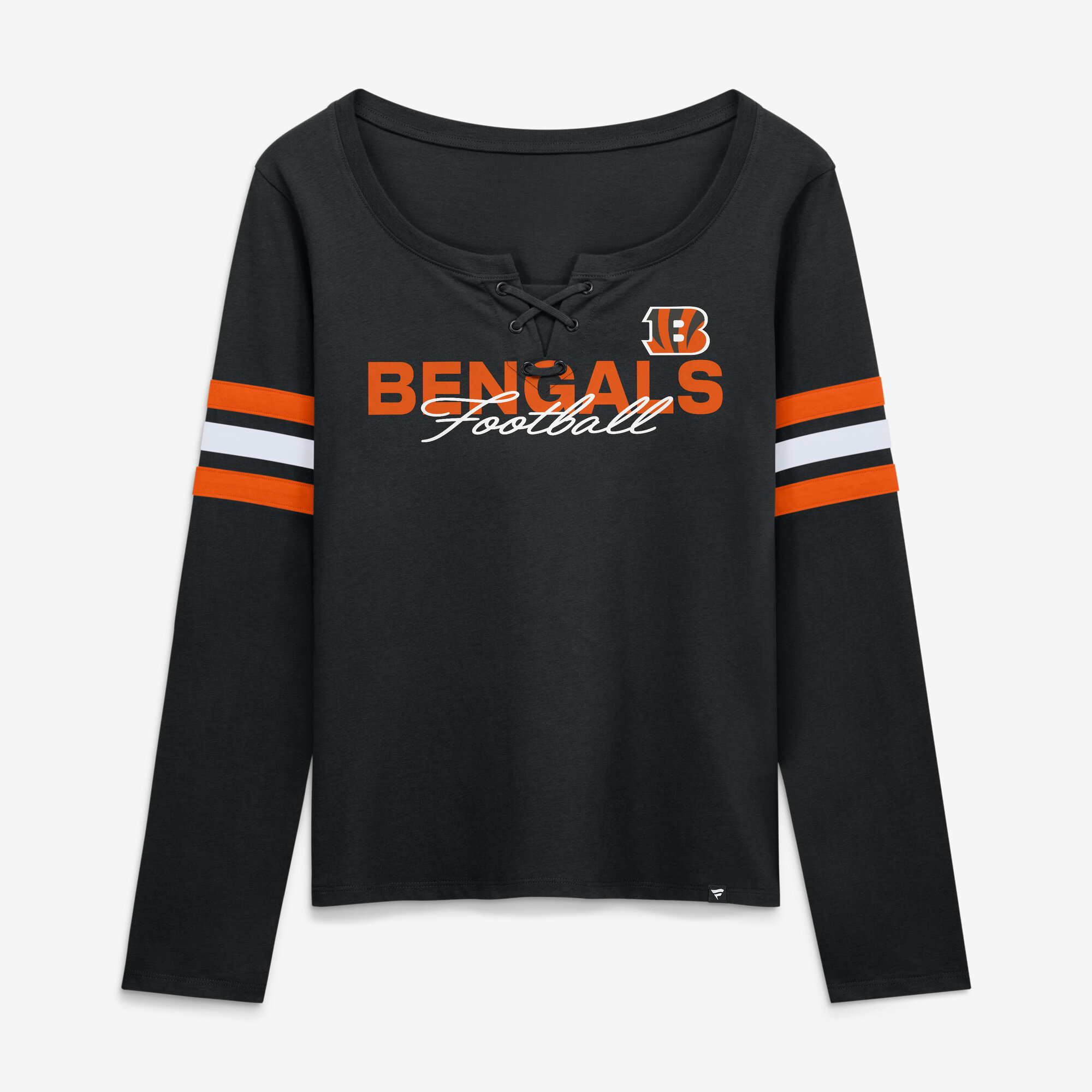 Women’s Fanatics Black Cincinnati Bengals Team First Coverage Scheme Lace-Up Long Sleeve T-Shirt Women’s Fanatics Black Cincinnati Bengals Team First Coverage Scheme Lace-Up Long Sleeve T-Shirt