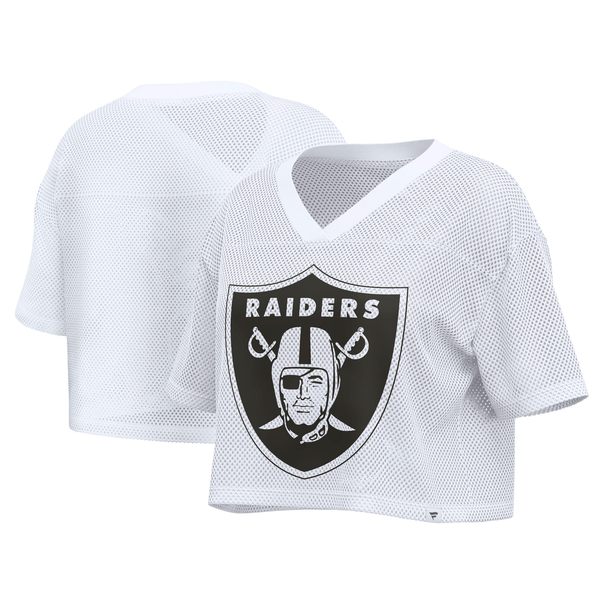 Women's Fanatics White Las Vegas Raiders Oversized Mesh Cropped V-Neck Jersey