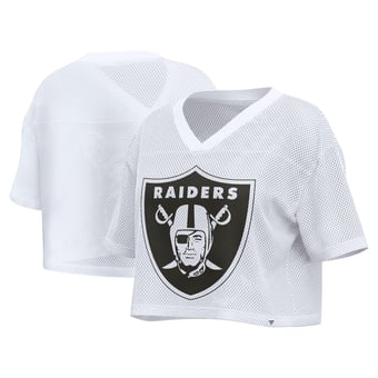 Women's Fanatics White Las Vegas Raiders Oversized Mesh Cropped V-Neck Jersey