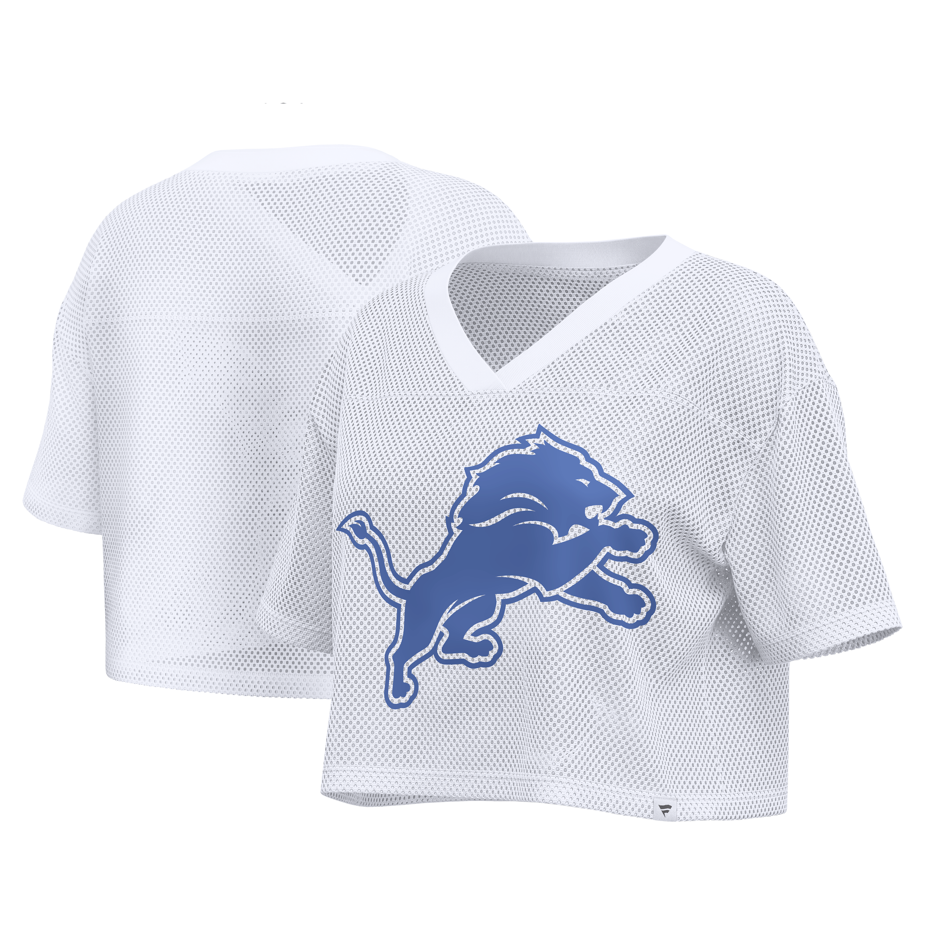 Women's Fanatics White Detroit Lions Oversized Mesh Cropped V-Neck Jersey