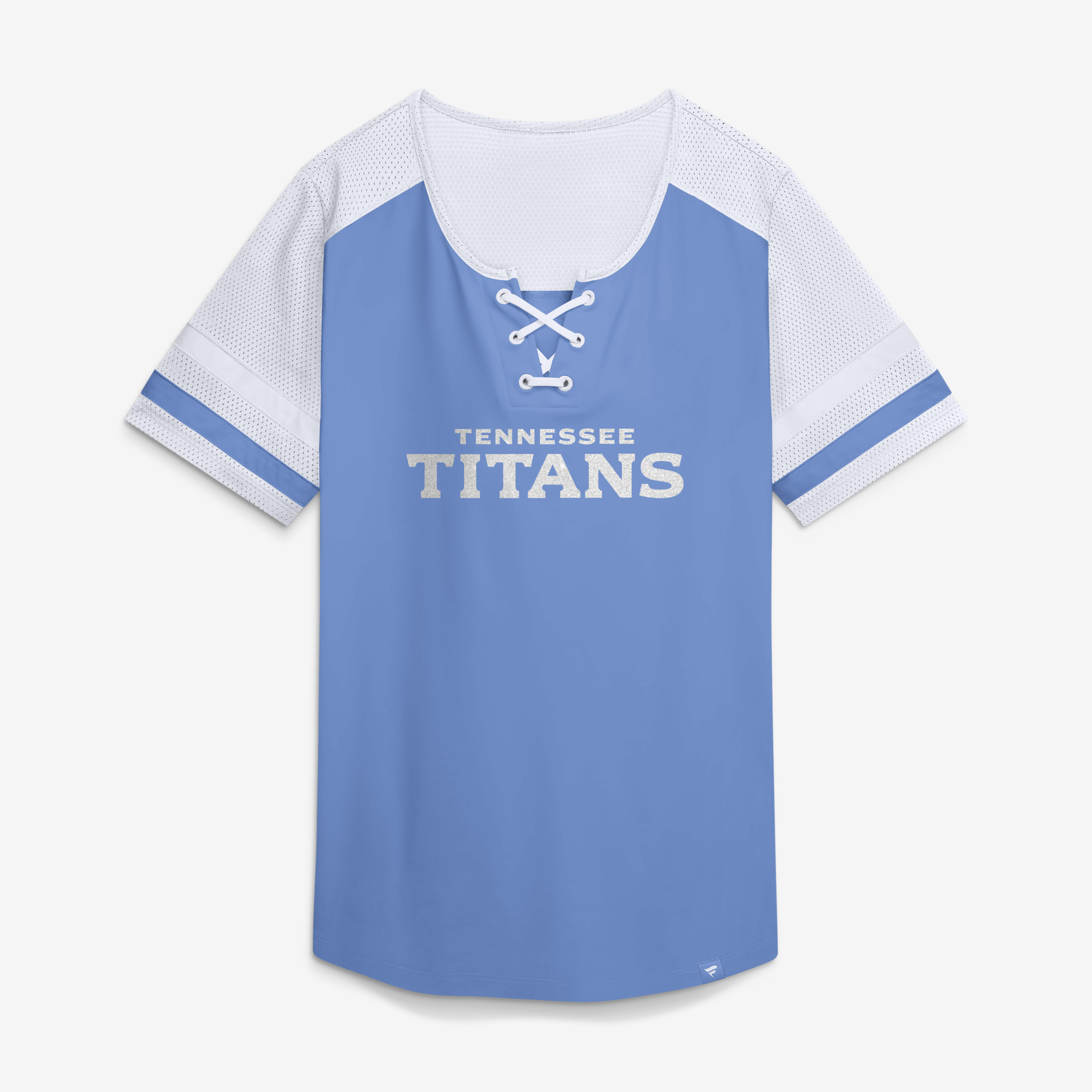 Women's Fanatics Light Blue Tennessee Titans Curl Route Athena Lace-Up T-Shirt