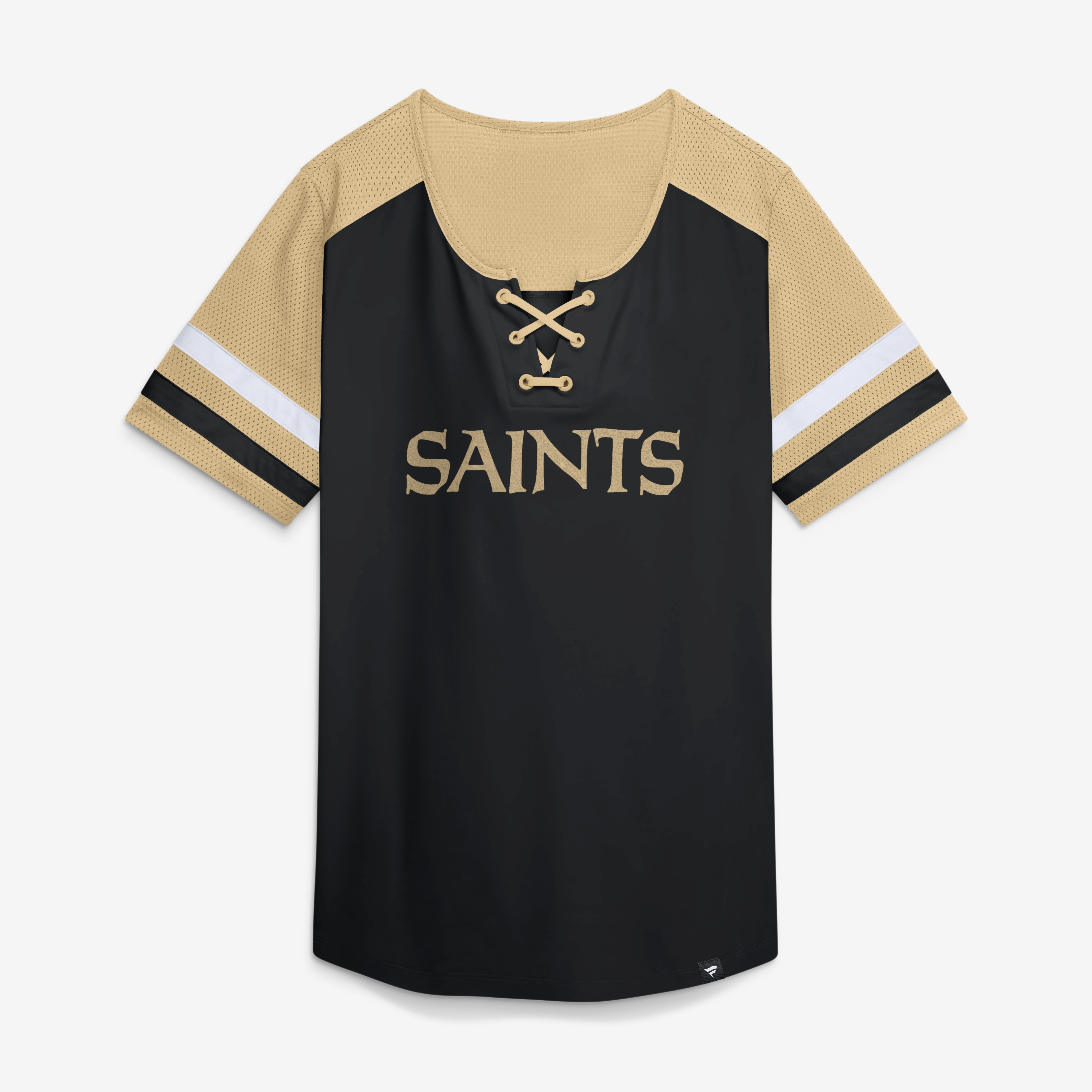 Women’s Fanatics Black New Orleans Saints Curl Route Athena Lace-Up T-Shirt Women’s Fanatics Black New Orleans Saints Curl Route Athena Lace-Up T-Shirt