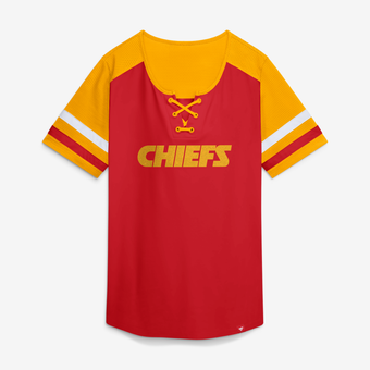 Women's Fanatics Red Kansas City Chiefs Curl Route Athena Lace-Up T-Shirt