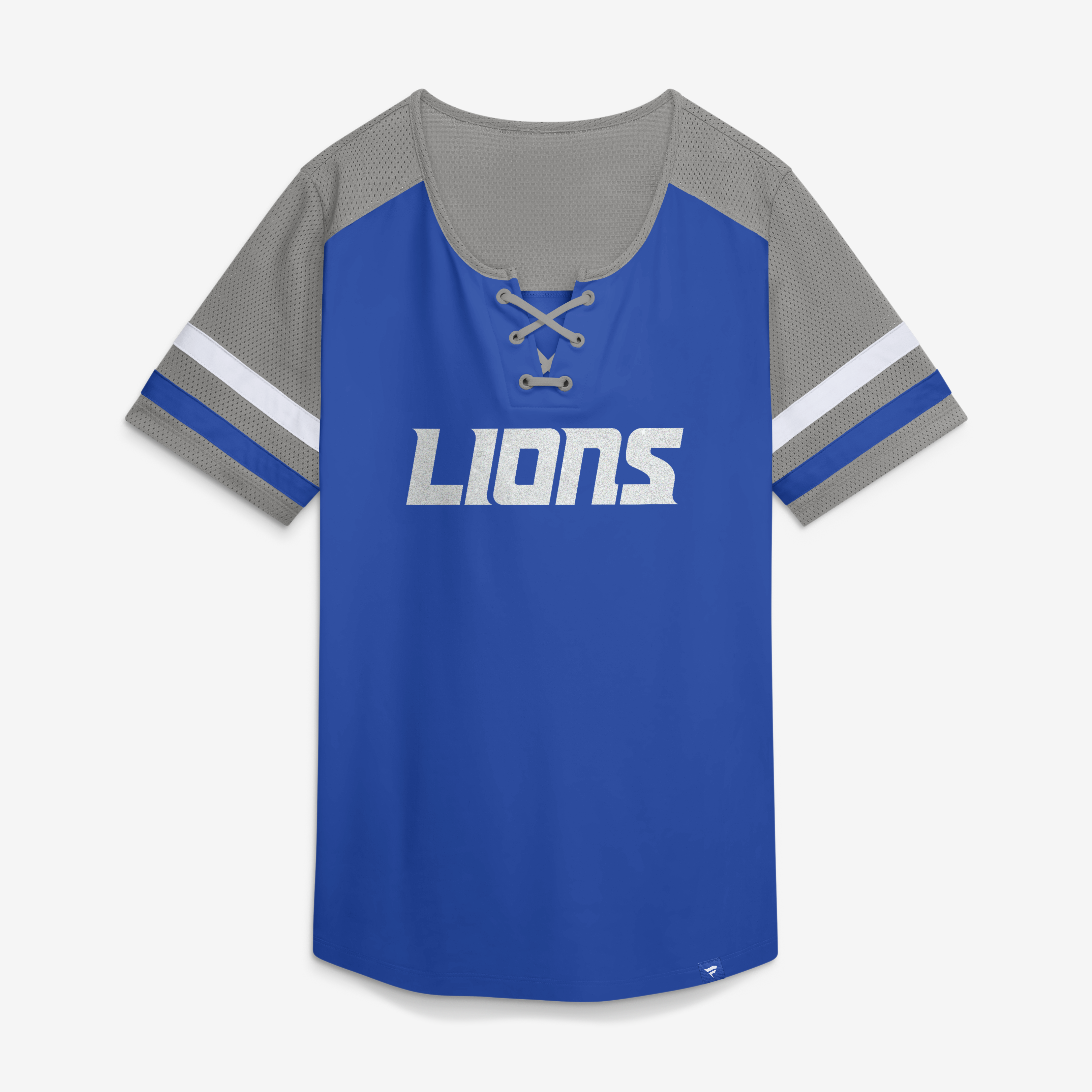 Women's Fanatics Blue Detroit Lions Curl Route Athena Lace-Up T-Shirt