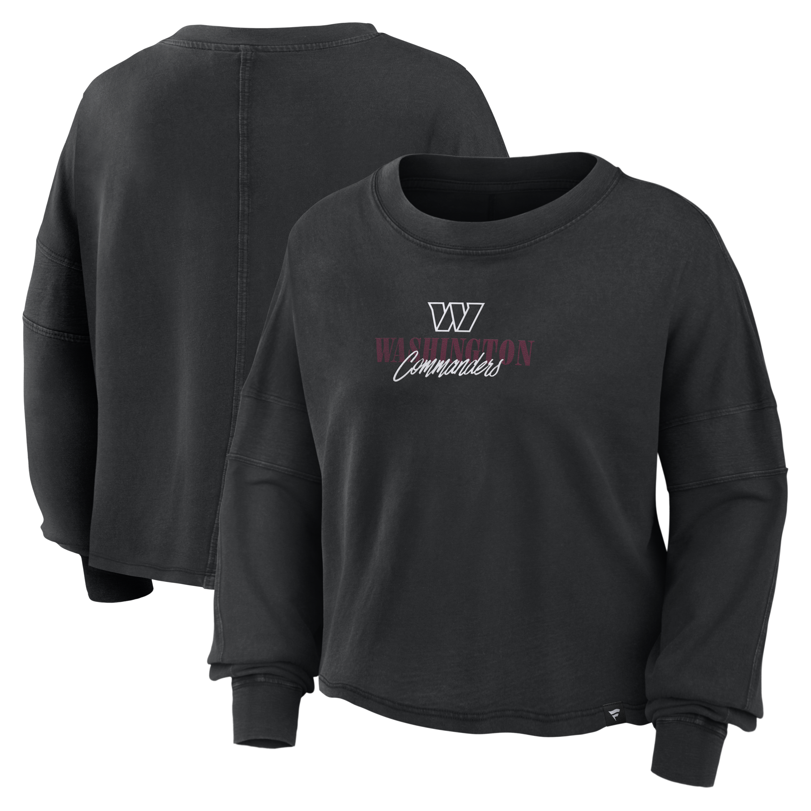 Women's Fanatics Black Washington Commanders Oversized Chop Block Boxy Long Sleeve Top