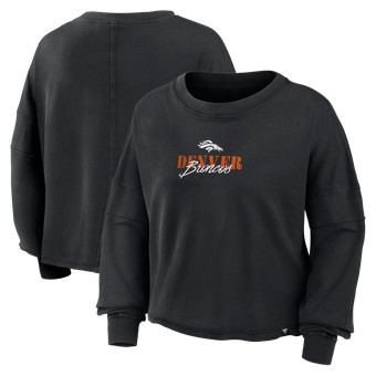 Women's Fanatics Black Denver Broncos Oversized Chop Block Boxy Long Sleeve Top