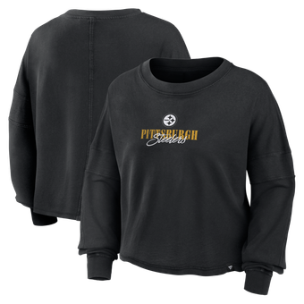 Women's Fanatics Black Pittsburgh Steelers Oversized Chop Block Boxy Long Sleeve Top
