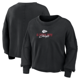 Women's Fanatics Black Kansas City Chiefs Oversized Chop Block Boxy Long Sleeve Top
