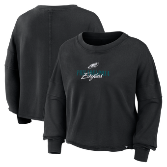 Women's Fanatics Black Philadelphia Eagles Oversized Chop Block Boxy Long Sleeve Top