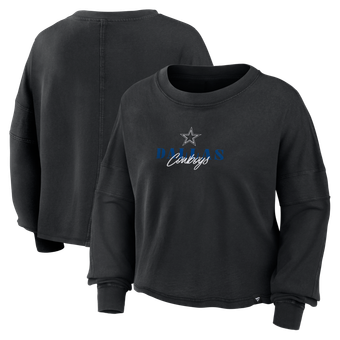 Women's Fanatics Black Dallas Cowboys Oversized Chop Block Boxy Long Sleeve Top
