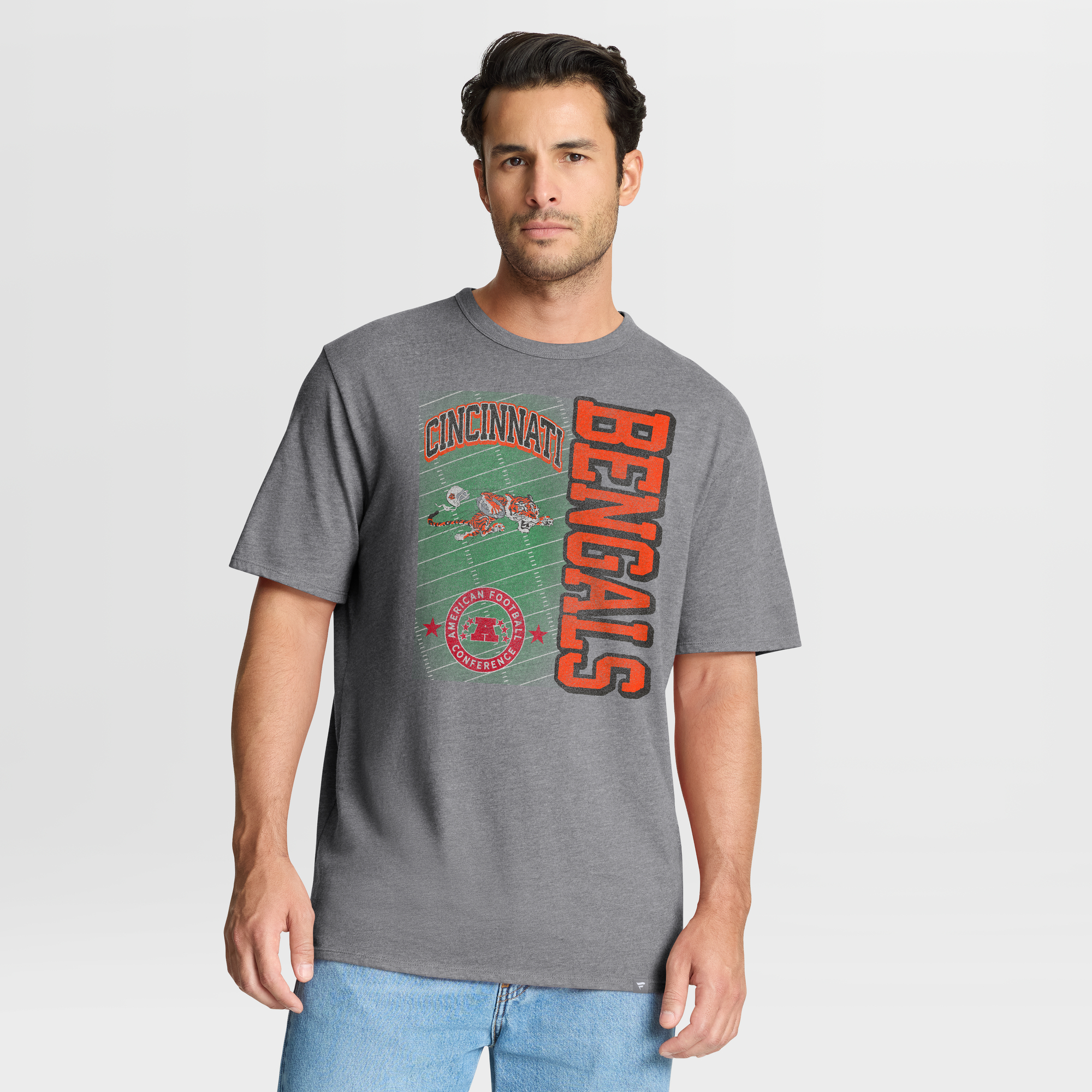 Men's Fanatics Heather Gray Cincinnati Bengals Tribute Direct Handoff Tri-Blend T-Shirt
